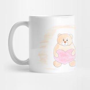 Teddy bear with a heart. Love, friendship, sympathy, gift. Holiday and joy in watercolor Mug